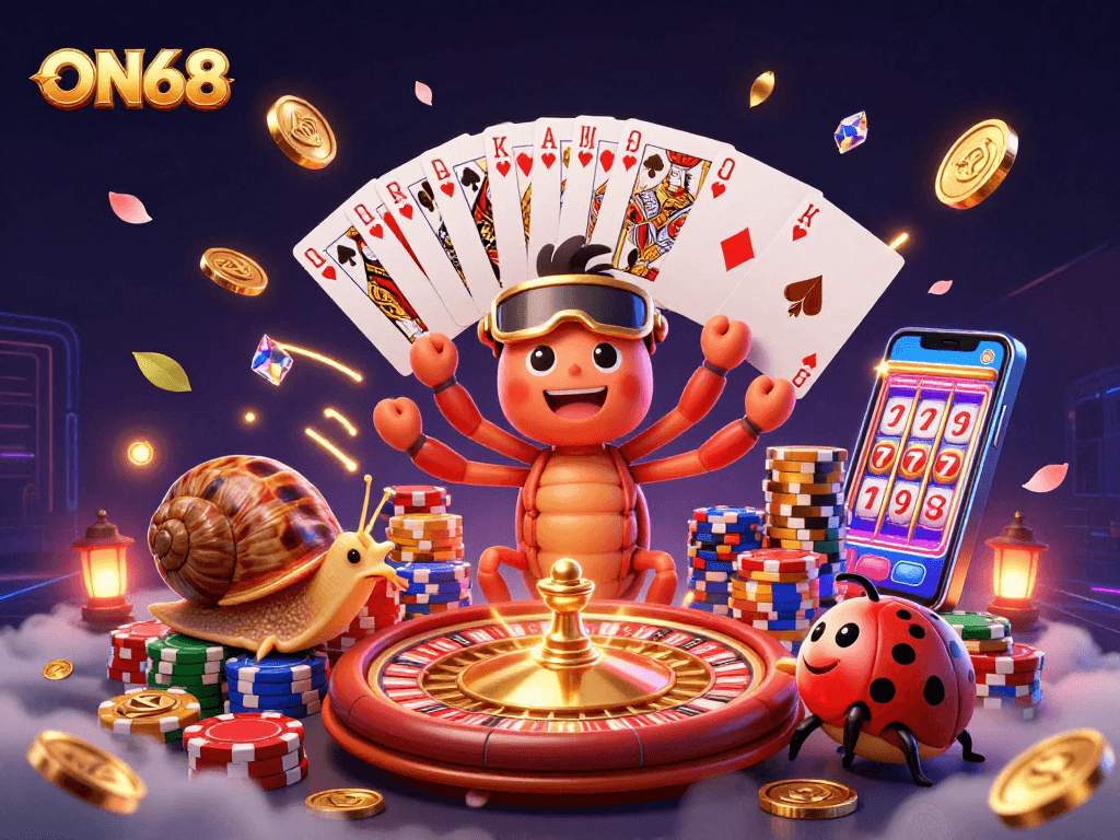 Watch ON68’s millipede dealer create excitement with winning cards and golden chips.