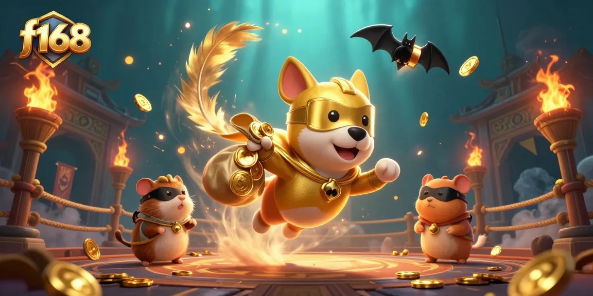 Experience thrilling moments with f168 as a superhero dog and hamster embark on a gambling adventure!