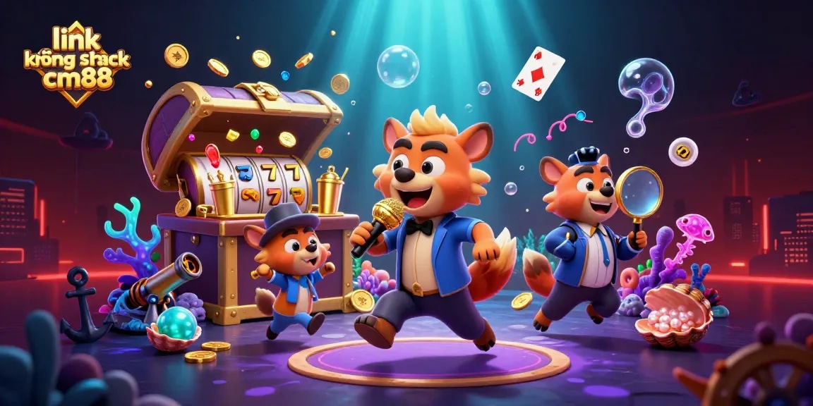 Experience the thrill with link không chặn cm88 in this vibrant comedy casino scene filled with lively hyena characters.