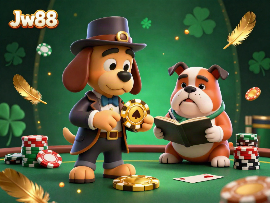 Engage in the thrill of Jw88 with a dynamic casino illustration featuring a detective and treasure clues.