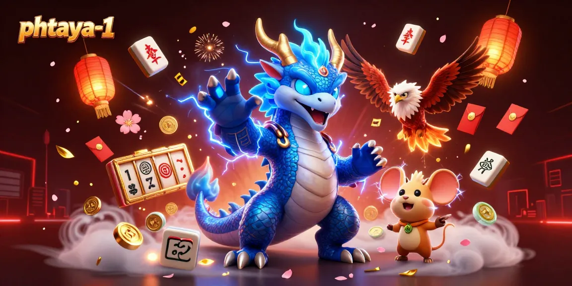 Phtaya-1 showcases a vibrant 3D illustration featuring a thunder dragon and captivating game elements in an online casino setting.