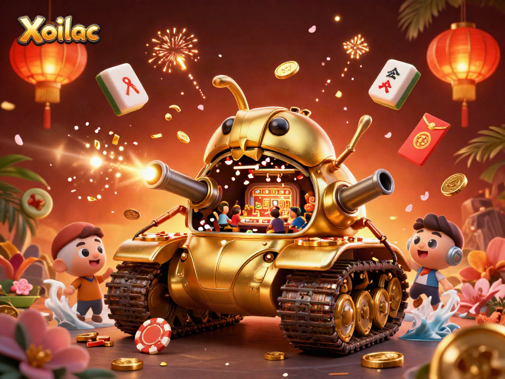 Xoilac offers an engaging online casino experience with vibrant characters and festive elements.