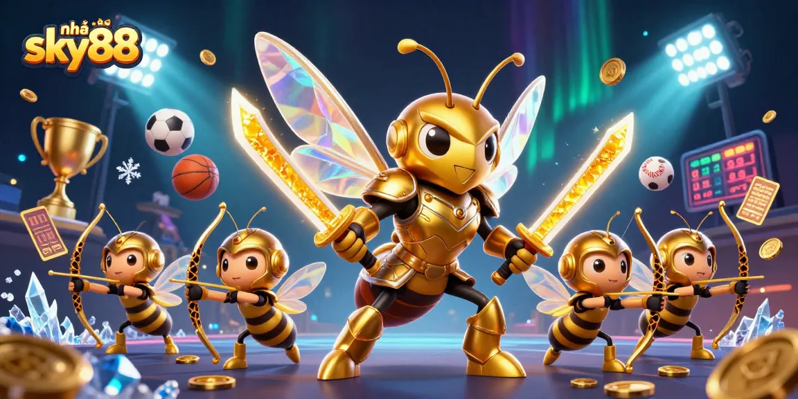 Engage with nhà cái sky88 in an exciting 3D casino adventure featuring vibrant gaming elements.