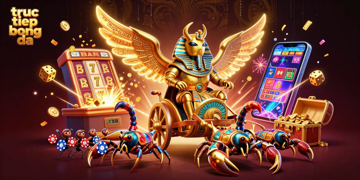 Experience truc tiep bong da with dynamic gaming elements and vibrant visuals in this illustrated scene.