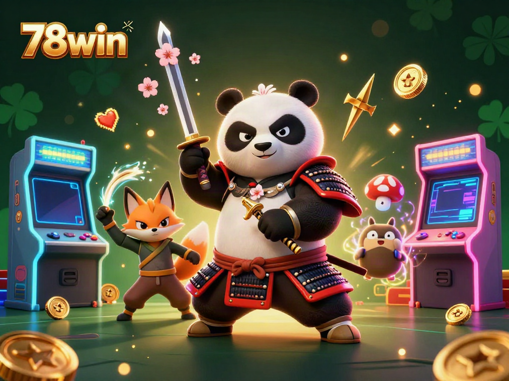 Win big with 78win at the dynamic casino scene featuring exciting characters and vibrant game elements.