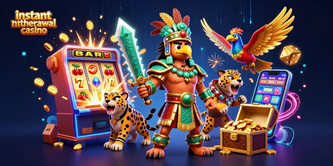 Engage in fun at an instant withdrawal casino with an energetic Aztec warrior scene