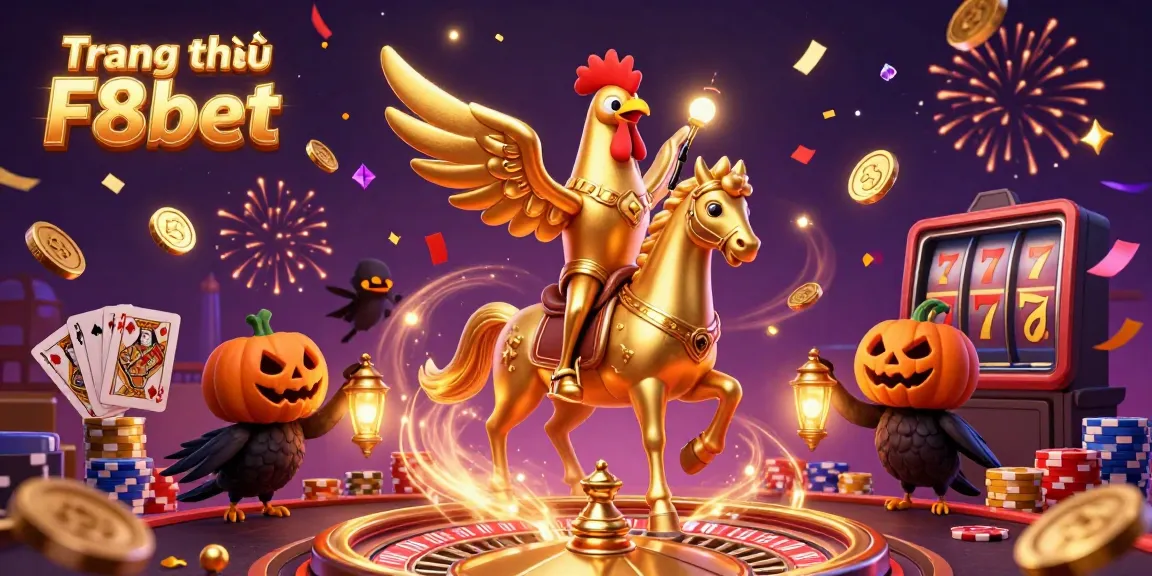 Engage with Trang chủ F8bet’s vibrant casino atmosphere featuring a golden rooster and dynamic gaming elements.