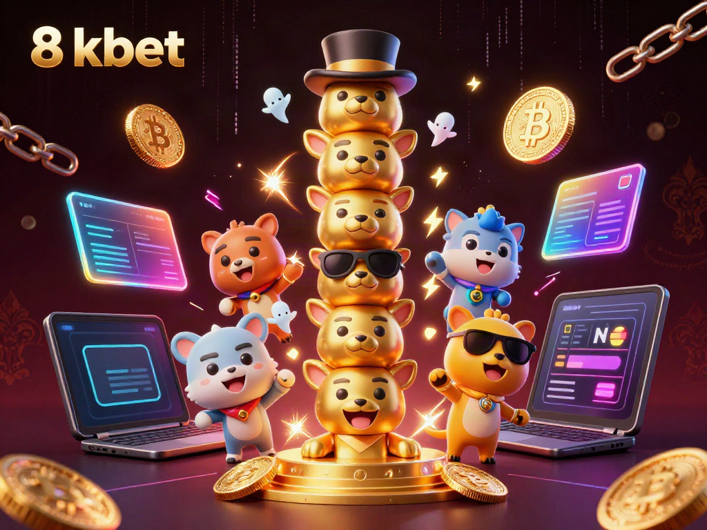 Experience thrilling gaming at 8xbet with dynamic 3D elements showcasing a vibrant casino atmosphere.