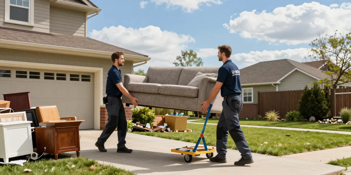 Target Junk Removal Vancouver professionals efficiently lifting a sofa outside a home.