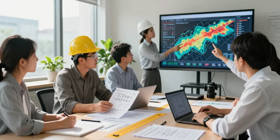 Seismic Design Engineer USA collaborates in an innovative office, analyzing data with advanced tools in a professional environment.