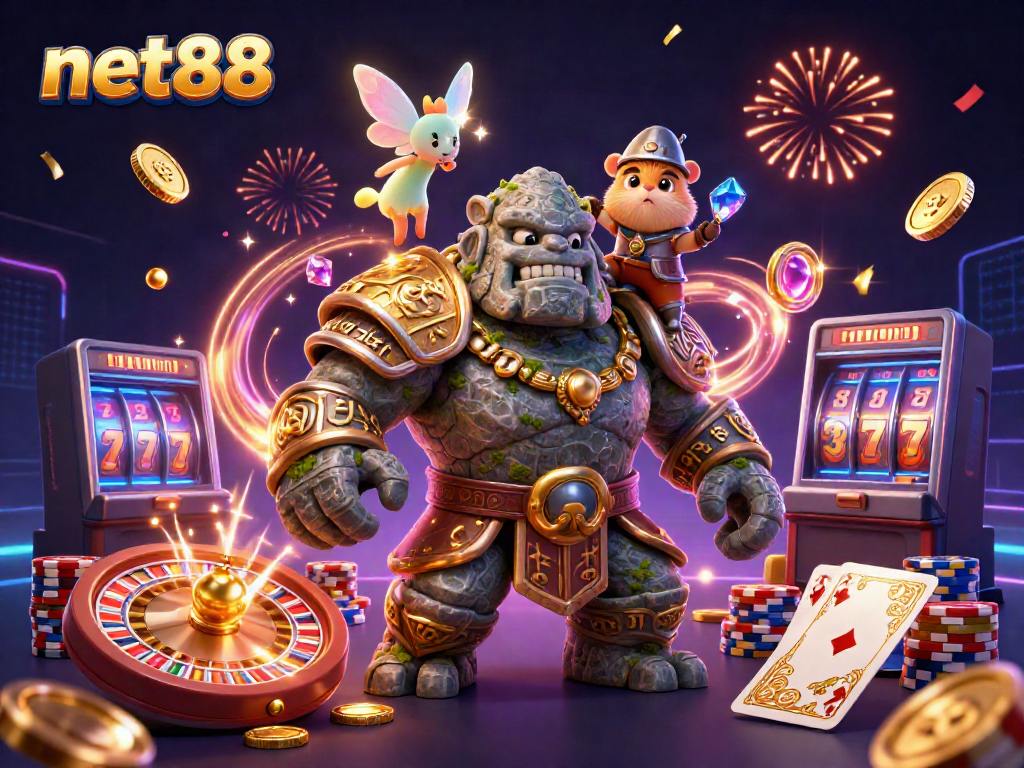 Experience thrilling gameplay and luck with net88's vibrant casino illustration.