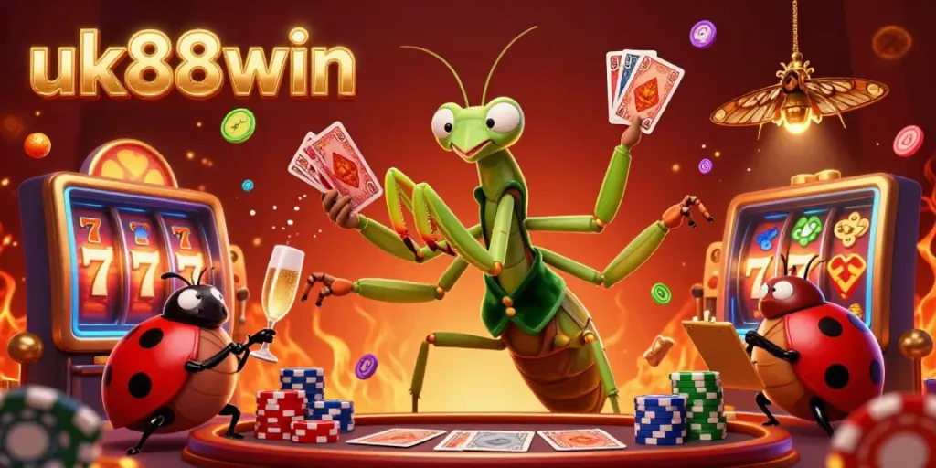 Engage in exhilarating casino activities at uk88win with 3D characters celebrating winning moments, showcasing vibrant casino elements.