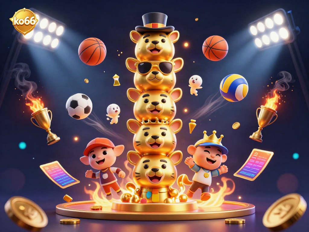 Engage in thrilling betting action at ko66 with animated sports elements and a vibrant casino atmosphere.