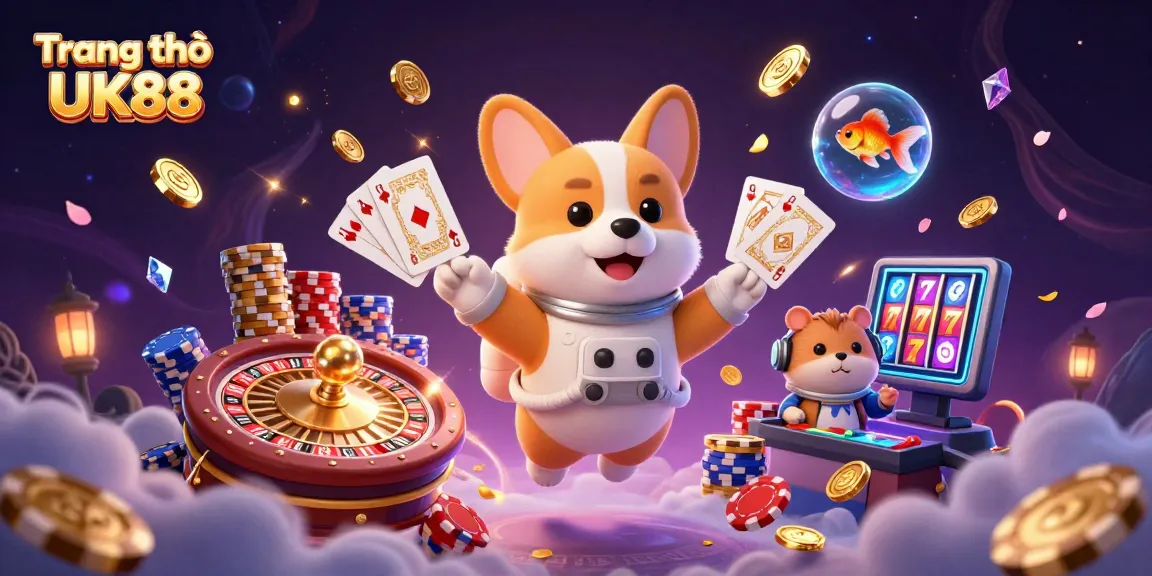 Experience thrilling gaming at Trang chủ UK88 with vibrant casino elements and characters.